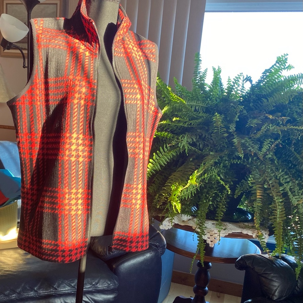 Red and Black Plaid Vest by Fiori